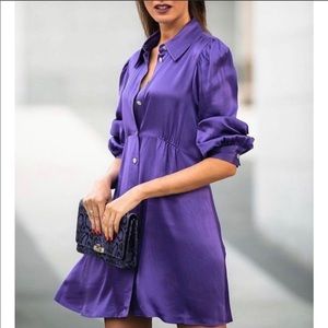 Satin effect shirt dress